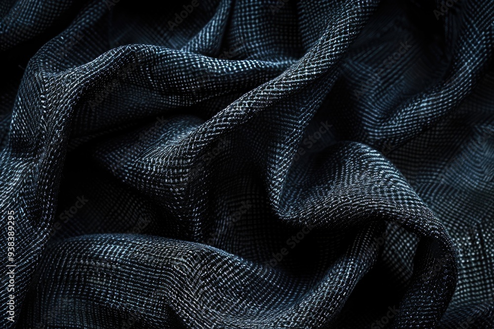 Poster A close-up shot of dark blue fabric with texture and pattern visible