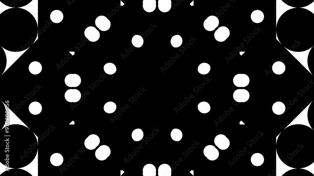 Poster monochrome geometric kaleidoscope: abstract patterns in black and white. elegant fusion of simplicit