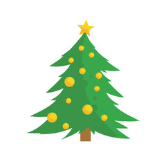 Green Christmas tree - vector illustration