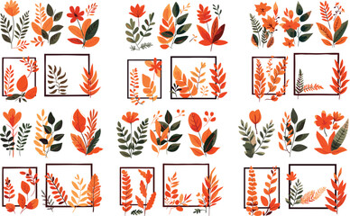 leaf illustration nature plant watercolor flower design invitation floral wedding green spring vector botanical frame foliage vintage garden set card