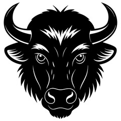 American Bison Head Silhouette Vector Art