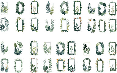 leaf illustration nature plant watercolor decoration flower design invitation floral background wedding green spring summer vector 