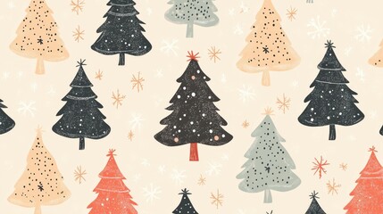 Charming Christmas tree doodle pattern perfect for holiday decorations