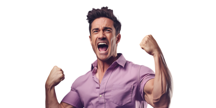 A Man Showing His Muscles with Anger