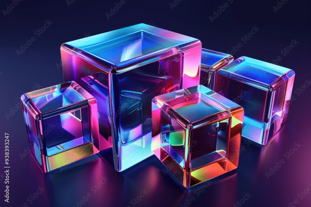 Aufkleber A group of colorful cubes arranged neatly on a table