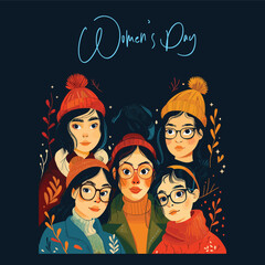 woman vector illustration international girl day female background banner card design poster happy character concept flat celebration right cartoon march