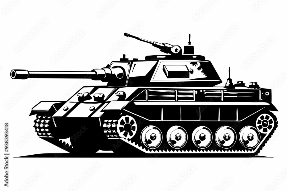 Wall mural military tank silhouette vector illustration