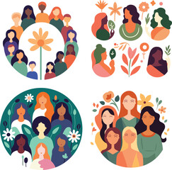 woman vector illustration international person girl day female background banner card poster feminism happy character concept holiday flat celebration cartoon march