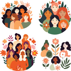 woman vector illustration international person girl day female background banner card design poster feminism happy character concept holiday flat celebration right cartoon