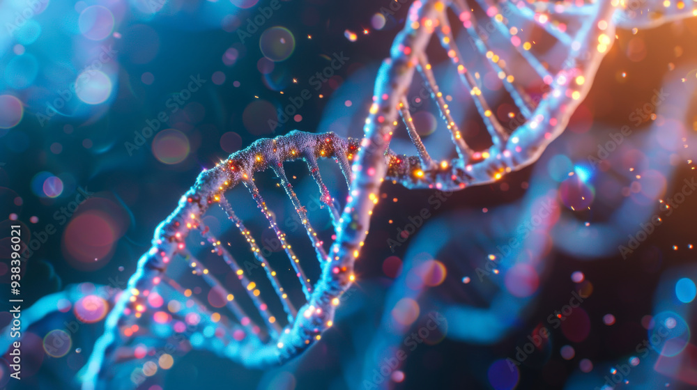 Poster abstract background of dna helix structure. concept of science, genetics.