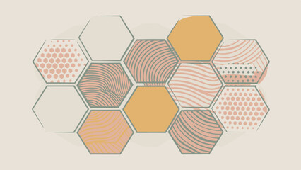 Abstract geometric pattern with hexagons in neutral tones