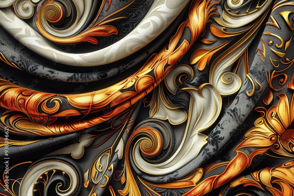 Poster a close-up view of an abstract art piece with vibrant colors and textures