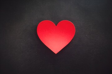 Fototapeta premium Red heart on dark textured background, subtle gradient, simple smooth design emphasized