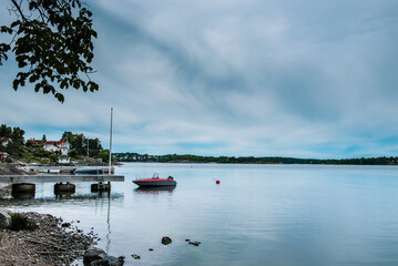 Midnight sea sky in Sweden during light summer nights.