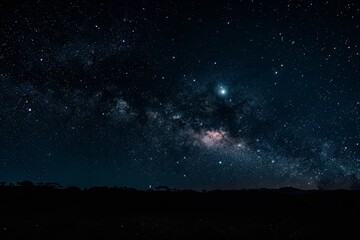 The night sky is filled with stars and the Milky Way