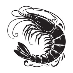 shrimp silhouette vector
