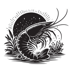 shrimp silhouette vector