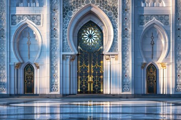 Obraz premium A beautiful, ornate building with a large, gold-framed door