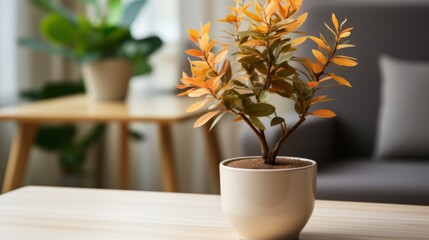 September 2022 Desk Calendar with a Plant on a Wooden Desk