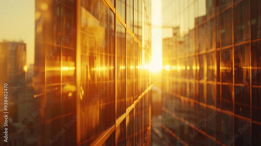 Poster Segment of a glass barrier showcasing reflections in a constructivist design.