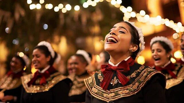 Latin american  choir performing local traditional christmas carols. 