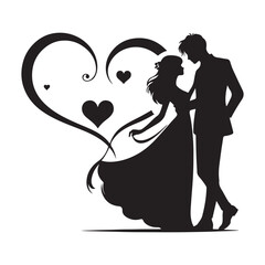couple love silhouette vector image