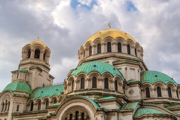 Towers of the St. Alexander Nevsky Cathedral in Sofia, Bulgaria
