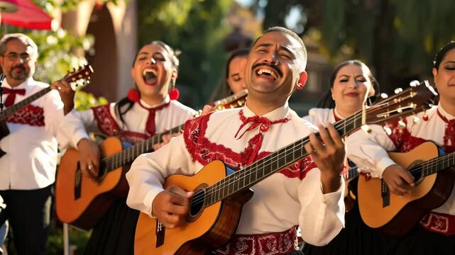 Latin american  choir performing local traditional christmas carols. Las Posadas celebration
