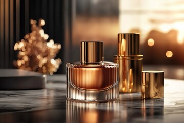 Naklejka premium Luxurious cosmetic packaging bottles created with generative AI
