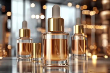 Naklejka premium Luxurious cosmetic packaging bottles created with generative AI