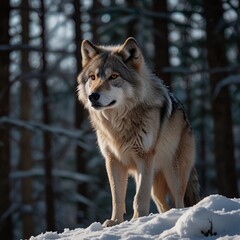 Naklejka premium wolf in snow