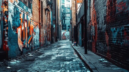 Fototapeta premium Graffiti Alleyway Cityscape. Landscapes