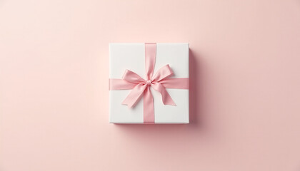 Mock up blank gift box with ribbon