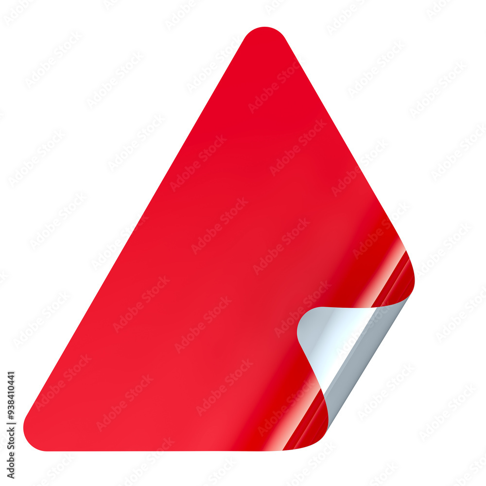 Aufkleber triangle sticker, red color. 3d rendering isolated on transparent background