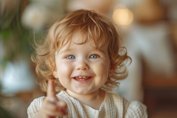 Smiling Happy Baby Portrait with Bokeh Background.