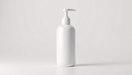 Mock up blank product label on a white lotion pump bottle