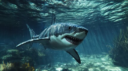 Fototapeta premium Great White Shark Underwater