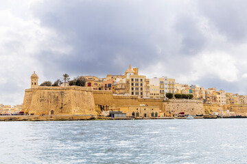 Fototapeta premium Malta, Grand Harbour, Senglea. The Guardiola or Gardjola Tower at left.
