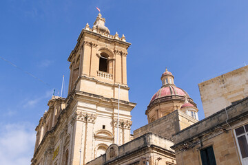 Fototapeta premium Malta, Birgu. Collegiate Parish Church of Saint Lawrence. Exterior.