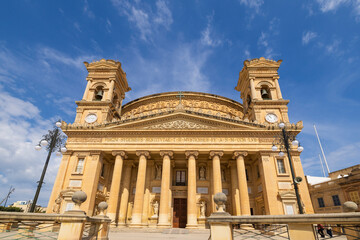 Obraz premium Malta, Mosta. Sanctuary Basilica of the Assumption of Our Lady, commonly known as the Rotunda of Mosta or the Mosta Dome, is a Roman Catholic parish church and basilica.