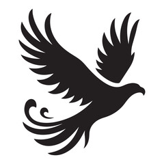 Flying Eagle Silhouette Illustration, Bird logo vector silhouette