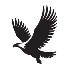 Flying Eagle Silhouette Illustration, Bird logo vector silhouette