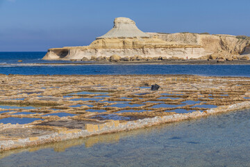 Malta, Gozo Island. Salt pans.