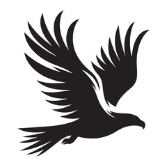 Flying Eagle Silhouette Illustration, Bird logo vector silhouette
