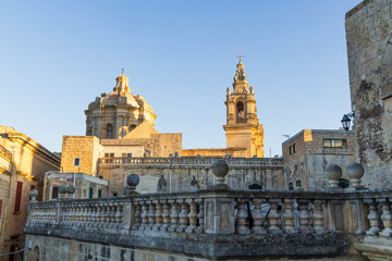 Fototapeta premium Malta, Mdina. The Metropolitan Cathedral of Saint Paul, commonly known as St Paul's Cathedral or the Mdina Cathedral.