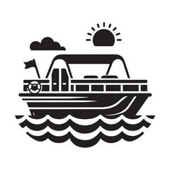 Pontoon Boat Silhouette Vectors: High-Quality Illustrations for Graphic Design