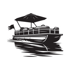 Pontoon Boat Silhouette Vectors: High-Quality Illustrations for Graphic Design