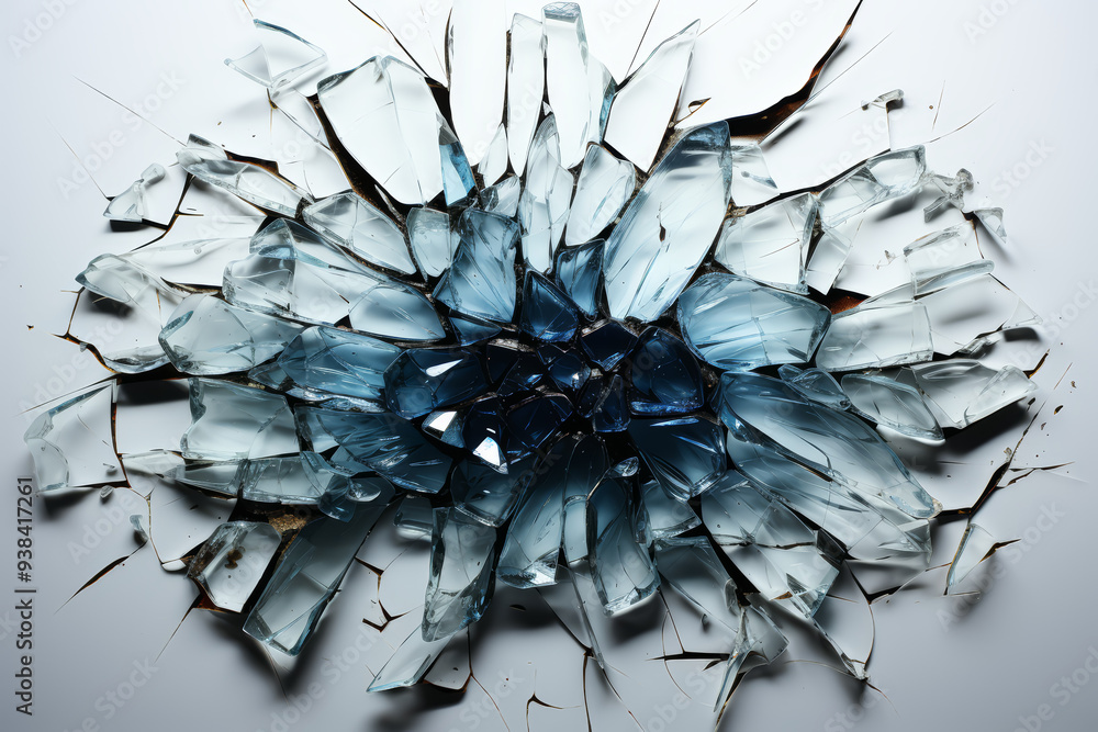 Poster a shattered mirror reflecting multiple perspectives. concept of fractured identity. generative ai.