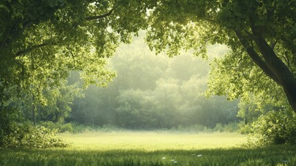 Obraz premium A serene grove drenched in warm sunlight, providing a soothing escape from the chaos of everyday life.