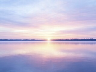A peaceful lake mirroring the vivid colors of a sunset, evoking a sense of adventure and serenity.